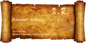 Kender Robin névjegykártya